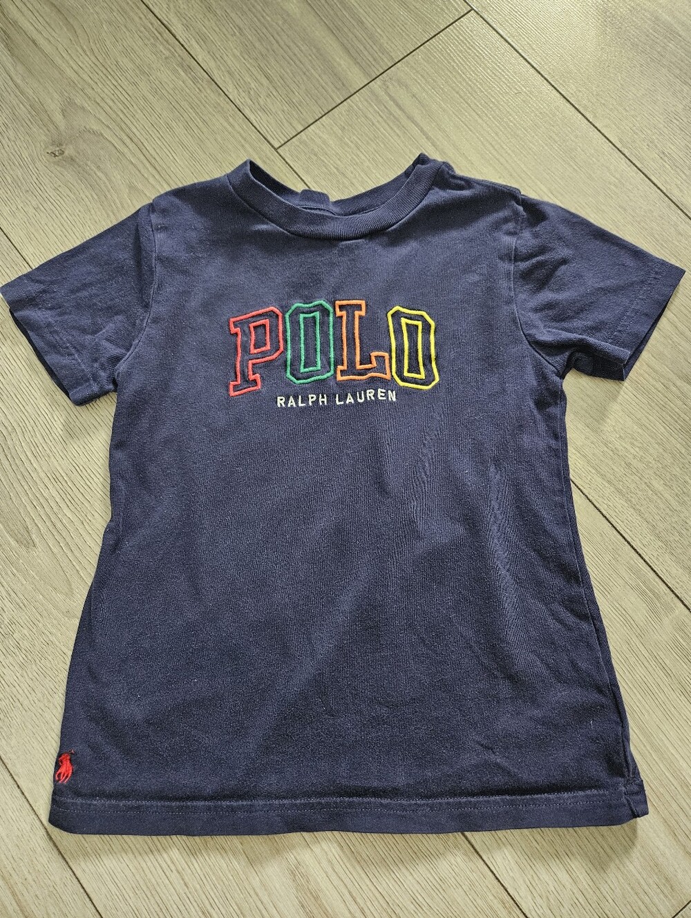 Polo Ralph Lauren Boys Navy Blue Rainbow Embroidered Spellout Logo Size 4T